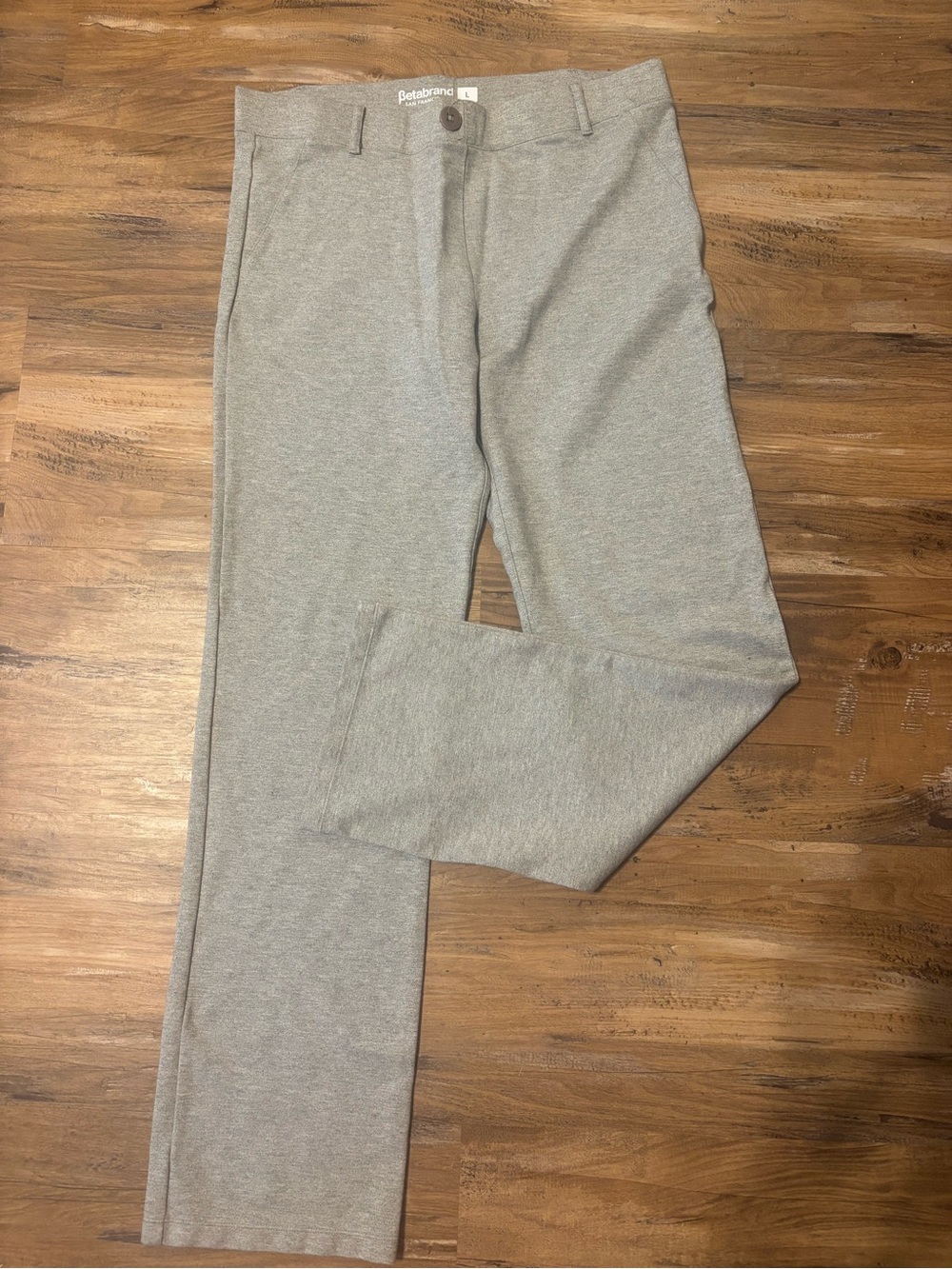 Betabrand Women's Straight-Leg Pants in Light Gray